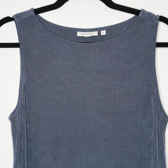 Chico's Womens Tank Top‎ Size 1 Medium Blue Textured Office Staple Minimalist - Picture 5 of 7